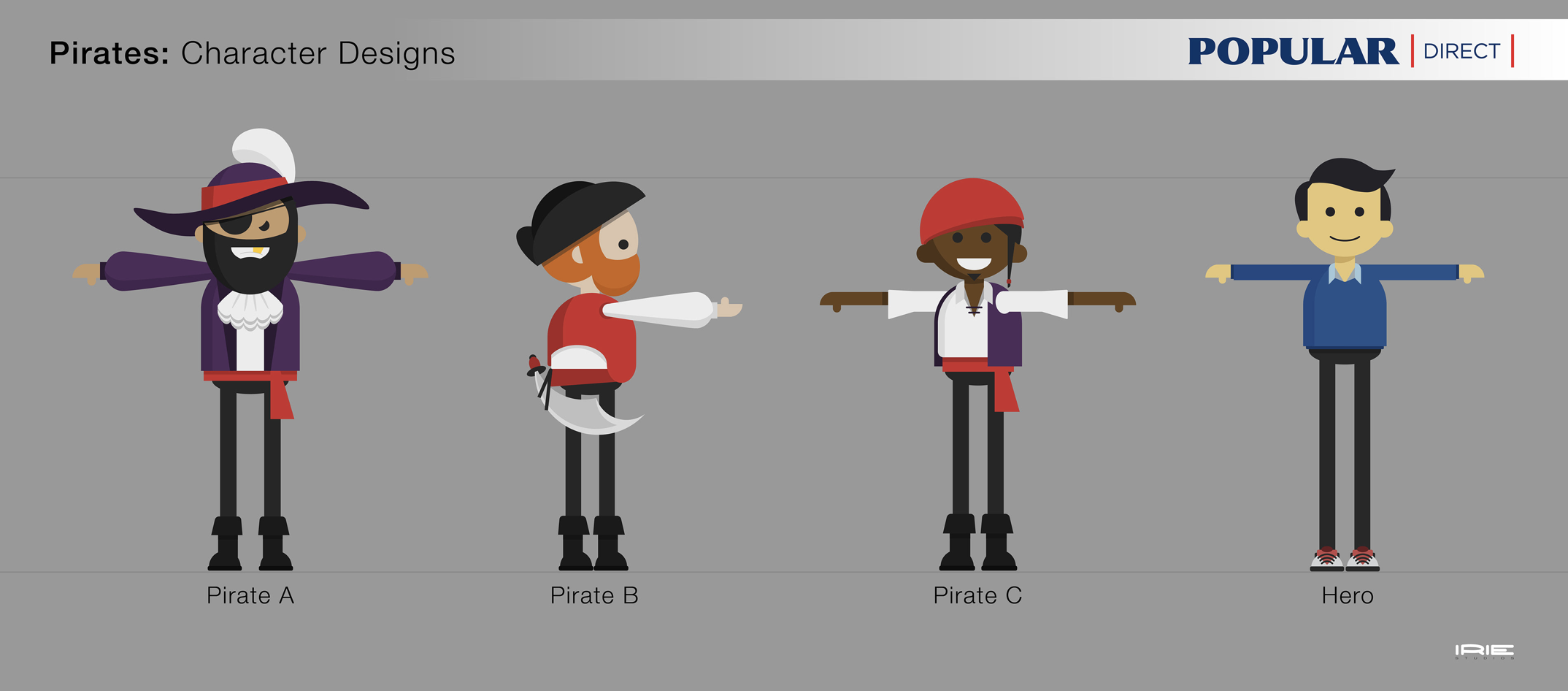 Popular Direct — pirates character designs board